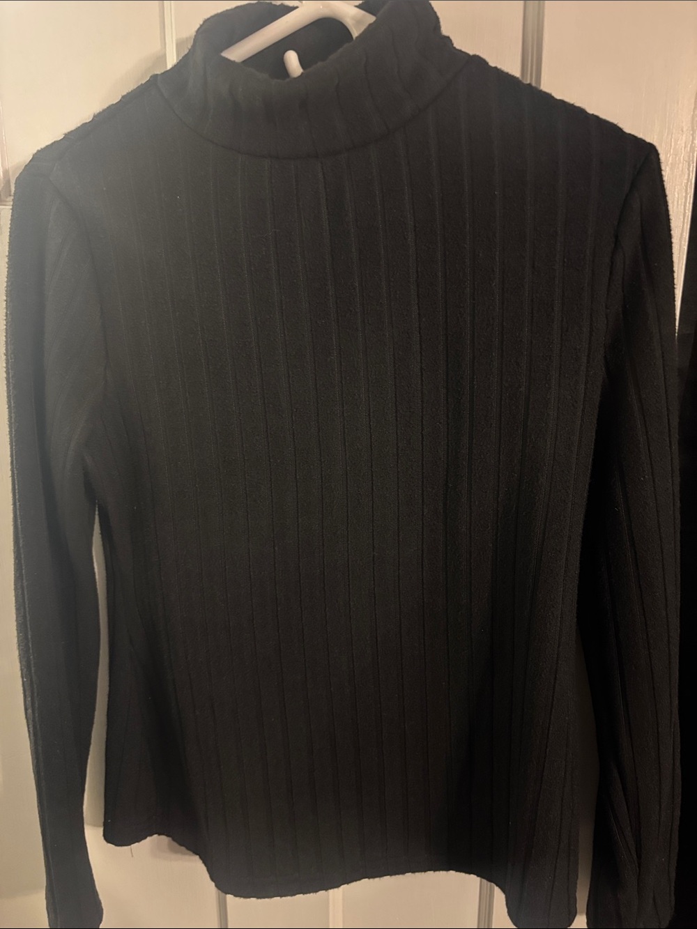 SHEIN Black Ribbed Mock Neck Long Sleeve Top